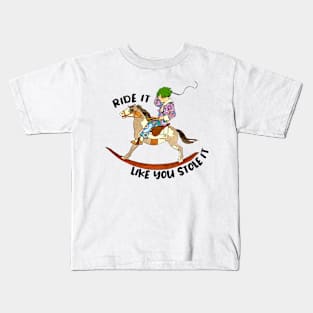 Ride it like you stole it green haired kid Kids T-Shirt